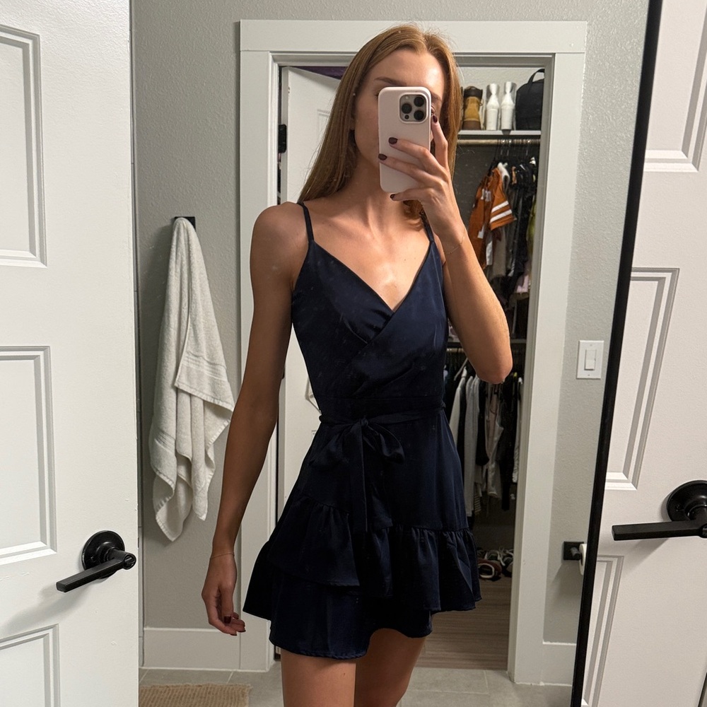 Windsor Navy Blue Wrap Mini Dress